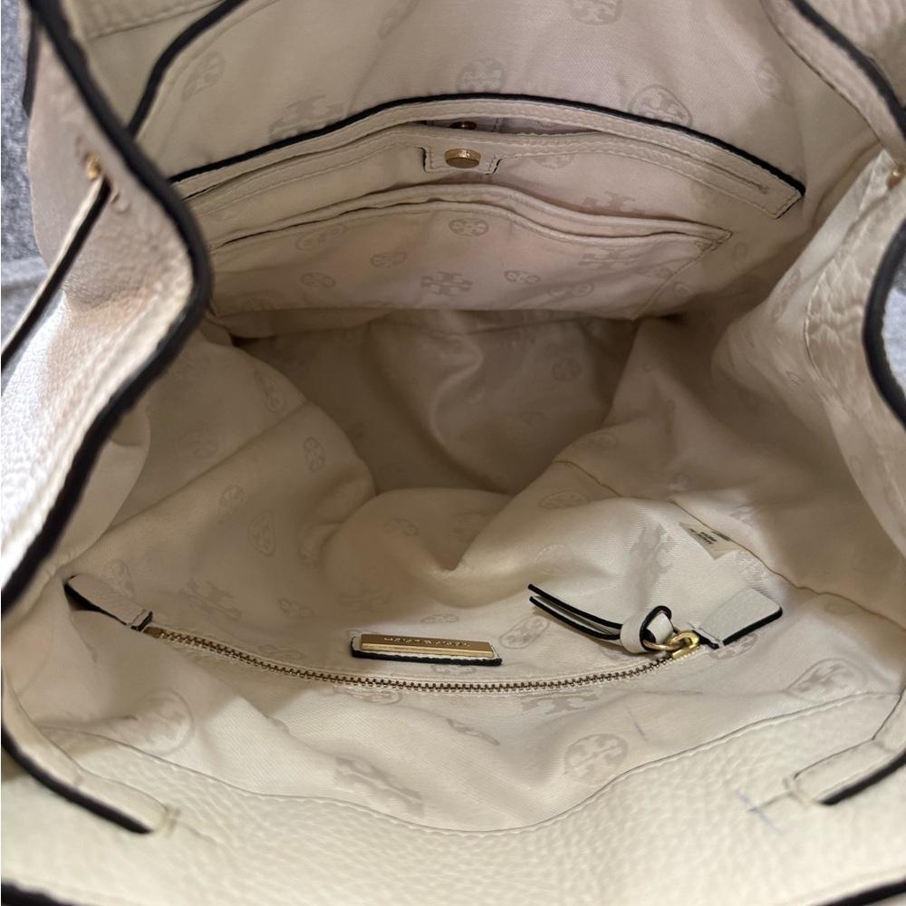 Tory Burch Cream Leather Backpack - Picture 12 of 13